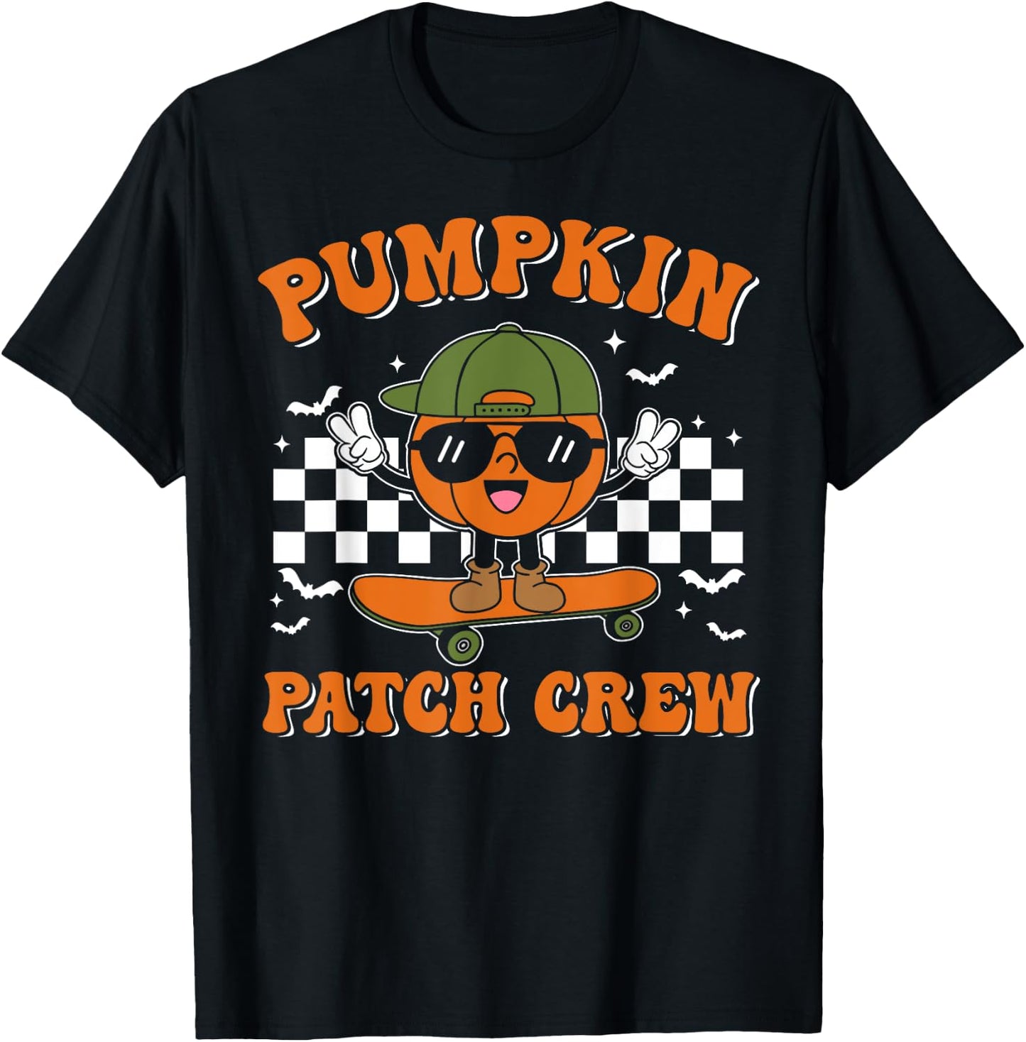 Groovy Pumpkin Patch Crew Pumpkin Patch Crew Fall Halloween T-Shirt - T-Shirt | Black