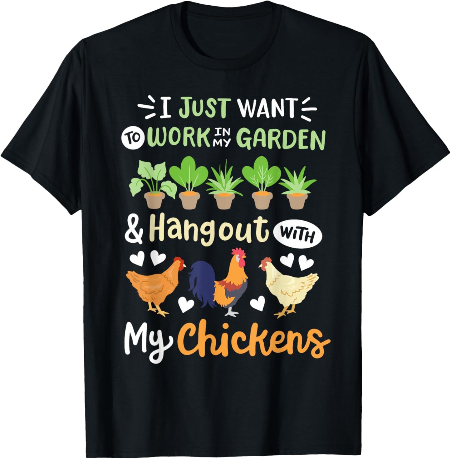 Funny Chicken Women Gardening Chicken Lovers Garden T-Shirt - T-Shirt | Black