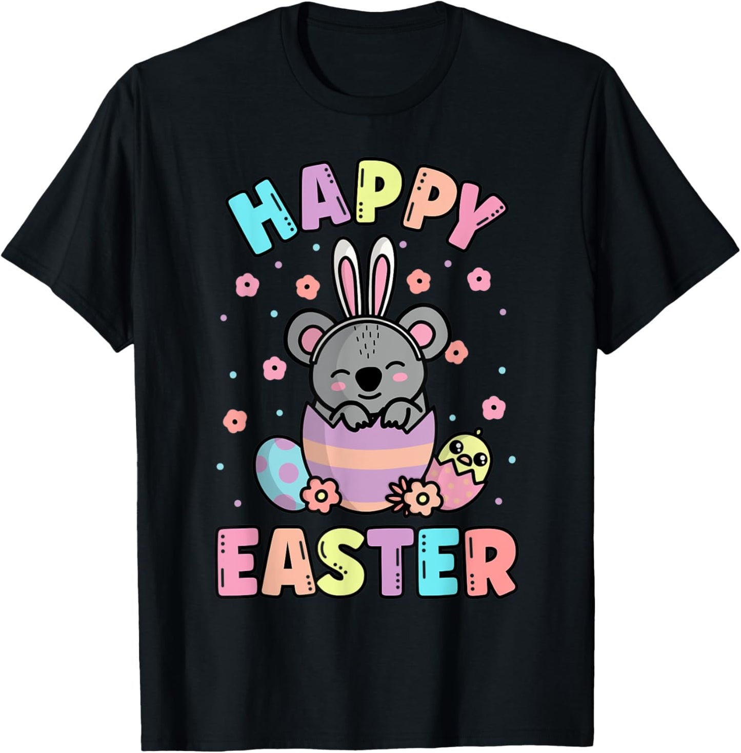Easter Kawaii Bunny Koala Cute Spring Egg Hunting Kids T-Shirt - T-Shirt | Black