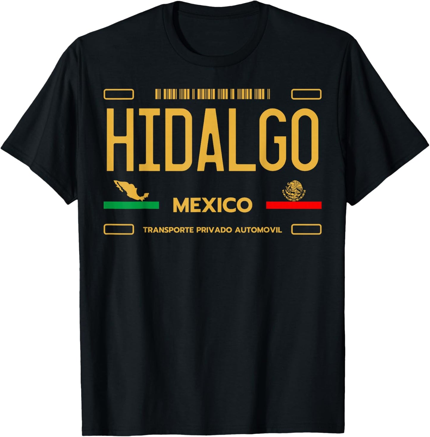 Hidalgo License Plate, Hidalgo Mexico, Hidalgo T-Shirt - T-Shirt | Black