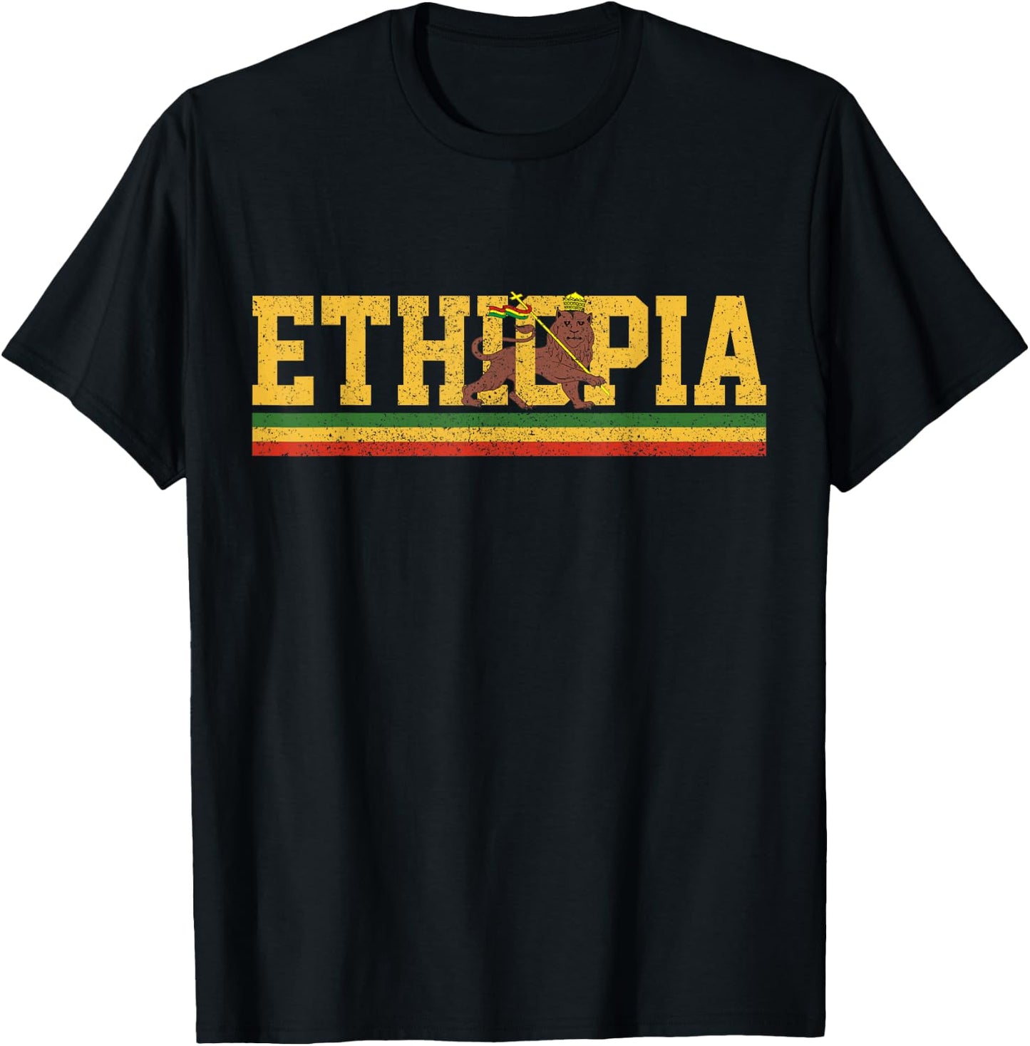 Ethiopia - Lion Judah Flag Rastafari African Rasta T-Shirt - T-Shirt | Black