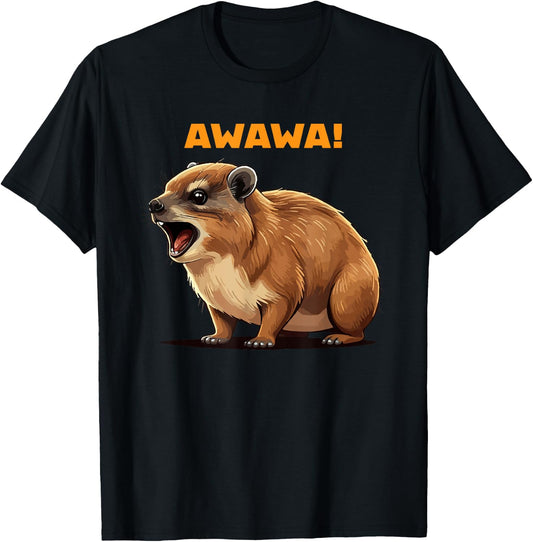 Rock Hyrax Lover Awawa Funny Groundhog Dassie T-Shirt - T-Shirt | Black