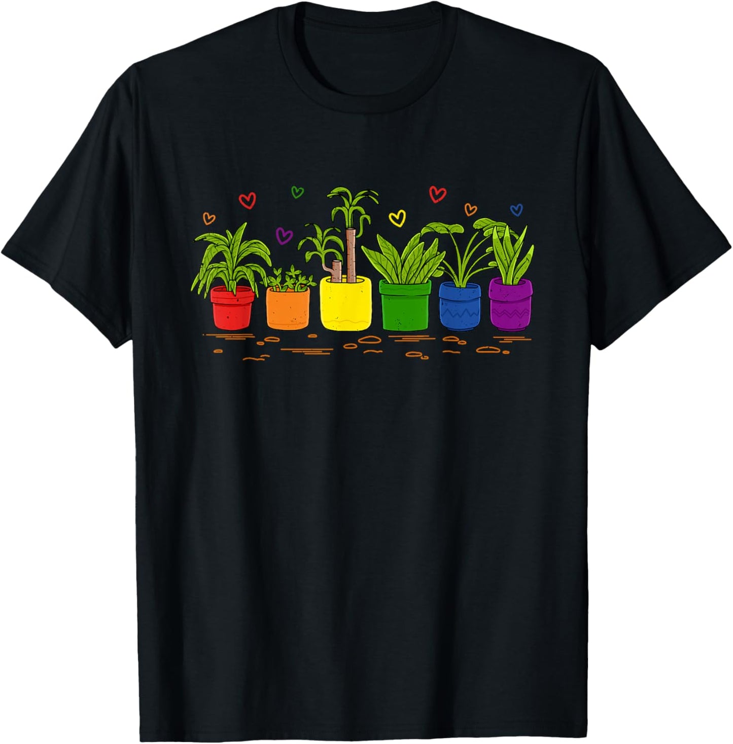 Colorful Plant Pots for Gay Gardeners & Allies T-Shirt - T-Shirt | Black