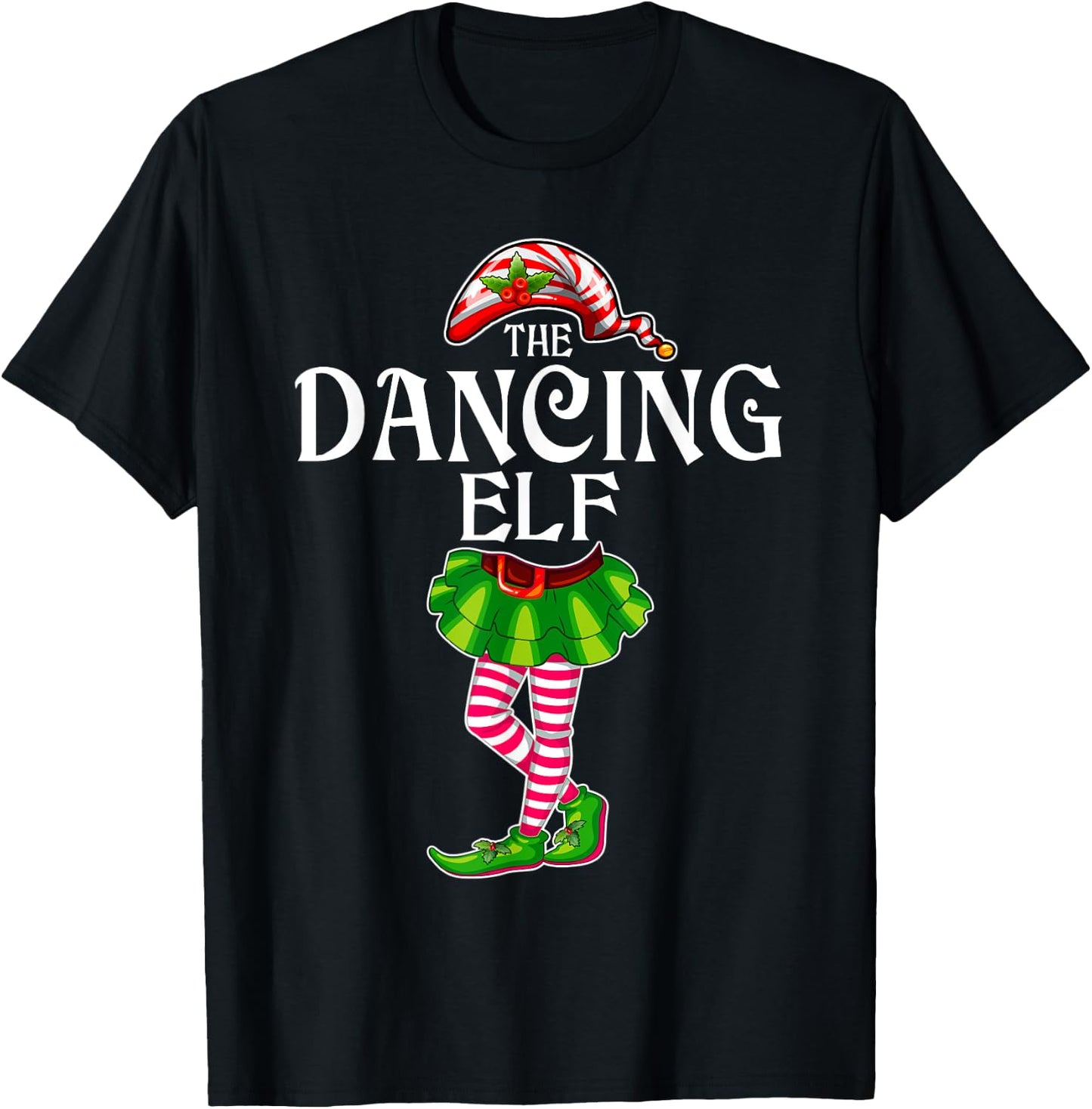 The Dancing Elf Christmas Matching Family Group T-Shirt - T-Shirt | Black