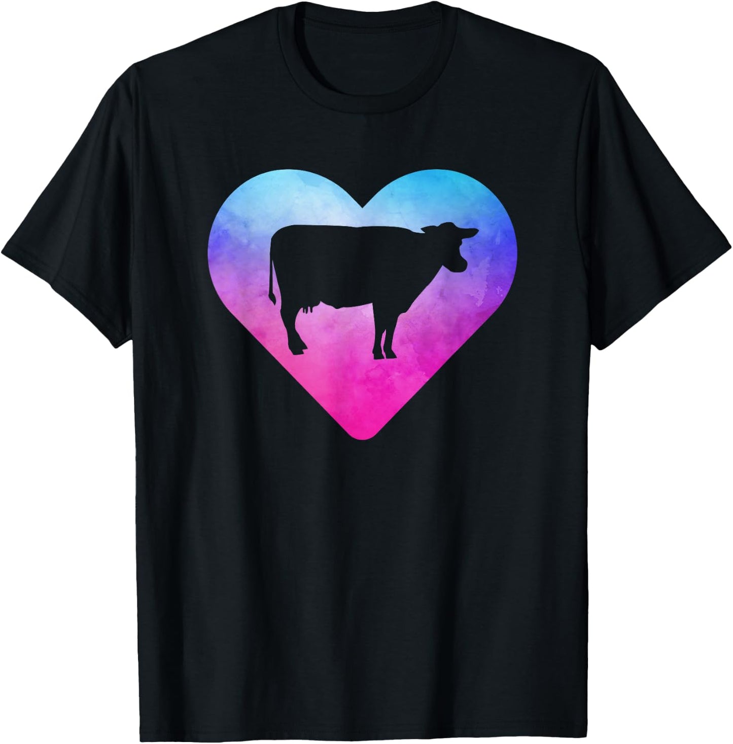 Women or Girls Cow T-Shirt - T-Shirt | Black