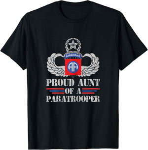 Proud Aunt Of 82nd Airborne Division Veteran Paratrooper T-Shirt - T-Shirt | Black
