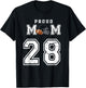 Custom Proud Football Mom Number 28 Personalized T-Shirt - T-Shirt | Black