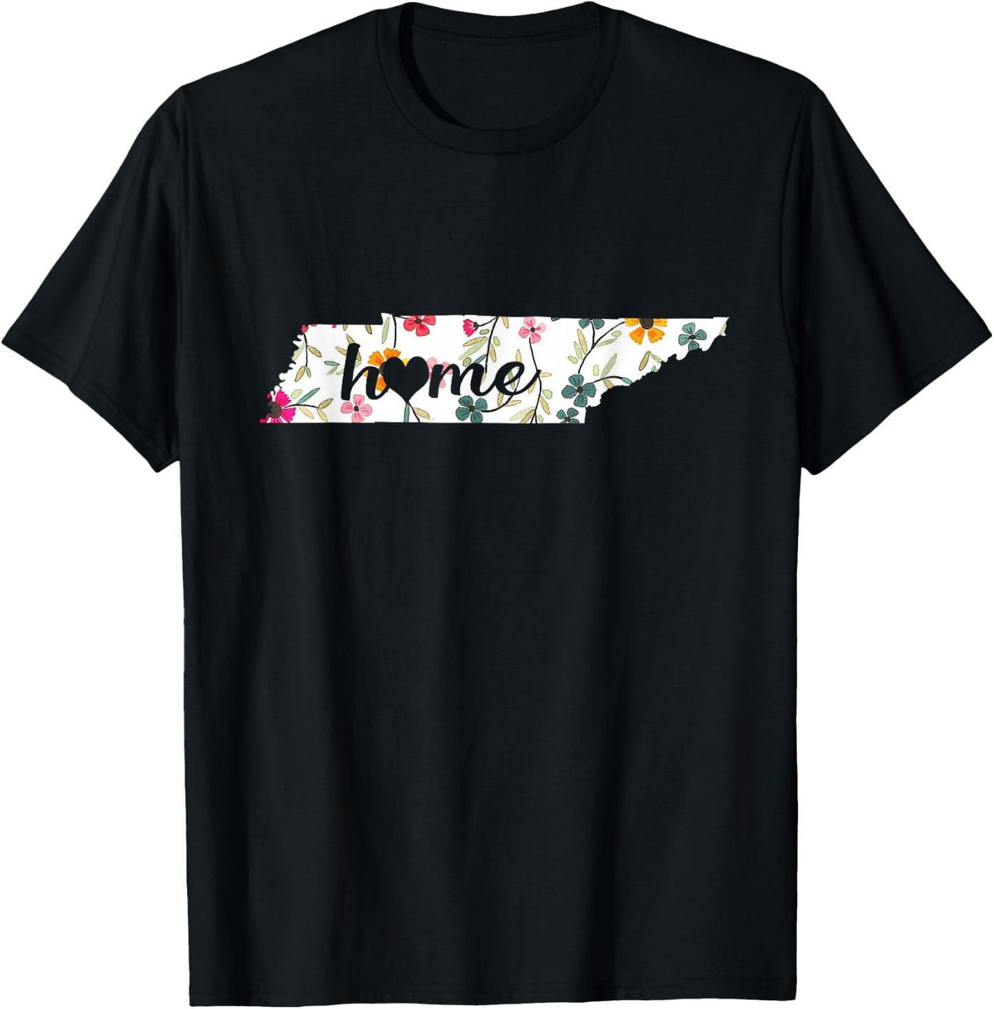Floral Tennessee Home Shirt Tennessee State In My Heart T-Shirt - T-Shirt | Black
