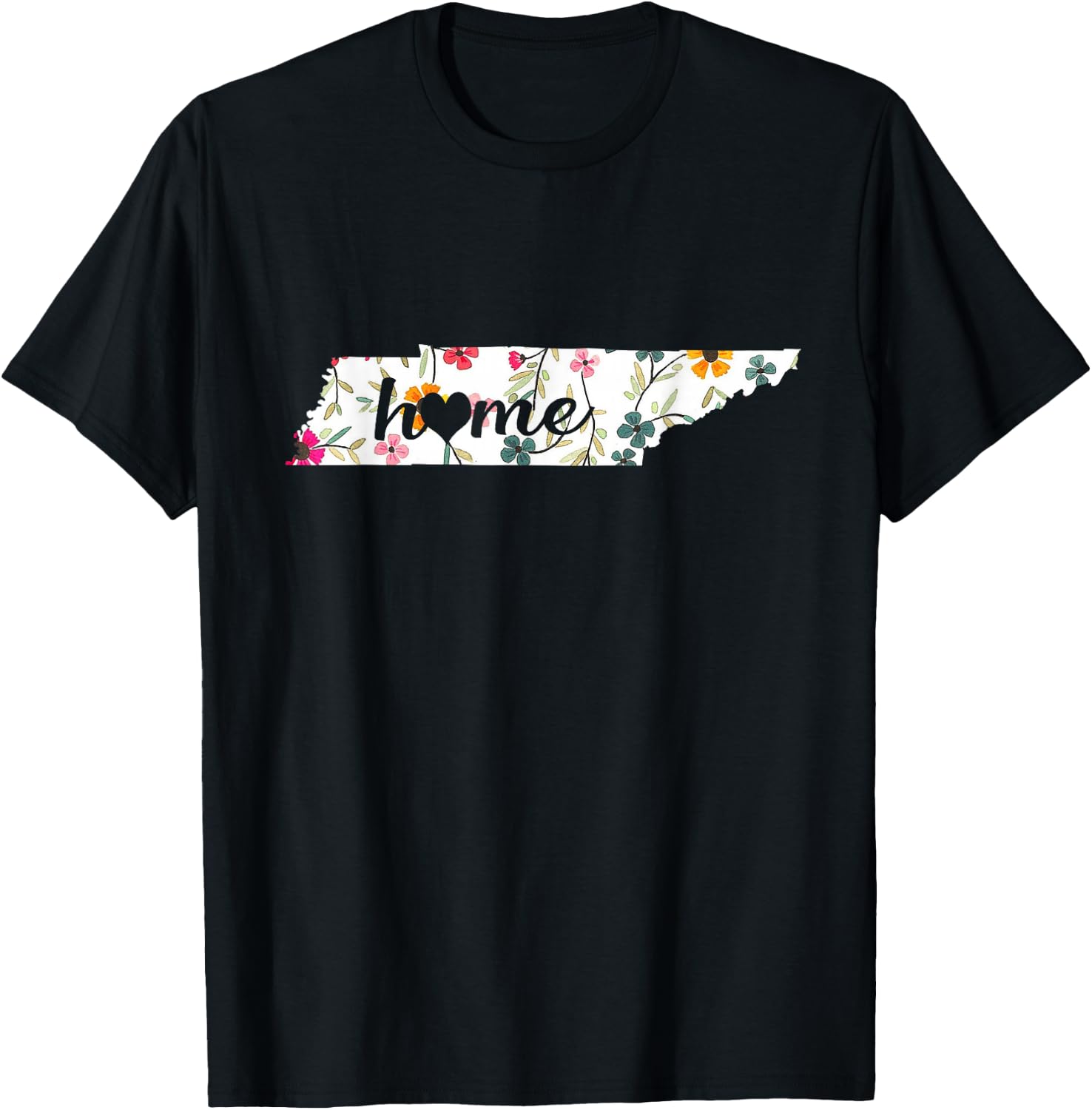 Floral Tennessee Home Shirt Tennessee State In My Heart T-Shirt - T-Shirt | Black