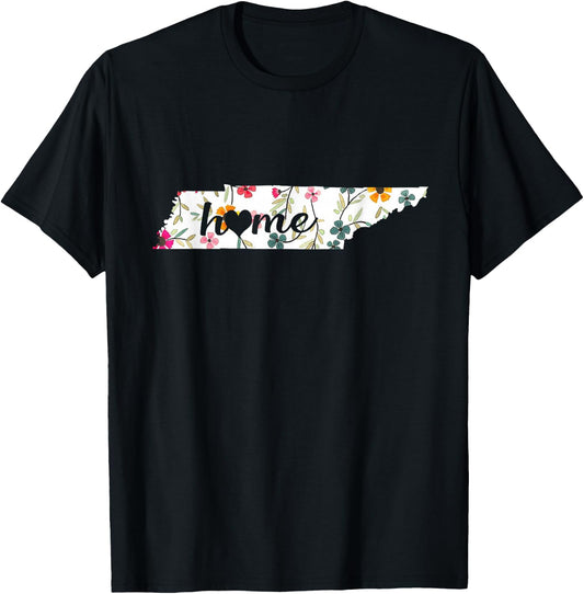 Floral Tennessee Home Shirt Tennessee State In My Heart T-Shirt - T-Shirt | Black