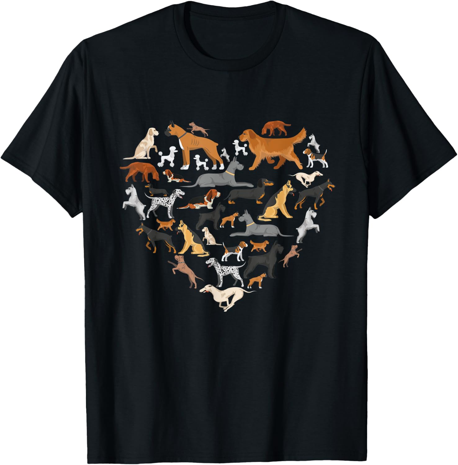 type of dogs lover heart Pet dog Parent Paw print men women T-Shirt - T-Shirt | Black