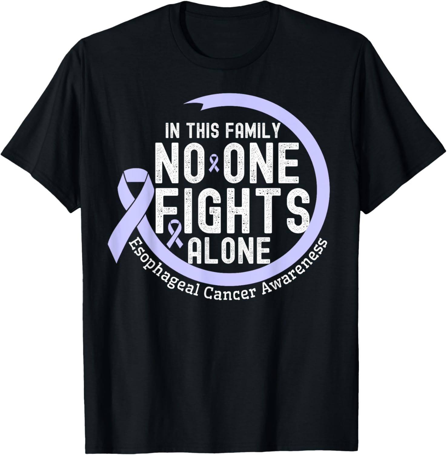 In This Family No-One Fight Alone Esophageal Cancer Ribbon T-Shirt - T-Shirt | Black