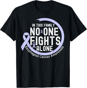 In This Family No-One Fight Alone Esophageal Cancer Ribbon T-Shirt - T-Shirt | Black
