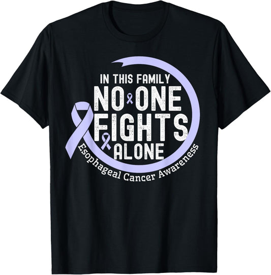 In This Family No-One Fight Alone Esophageal Cancer Ribbon T-Shirt - T-Shirt | Black
