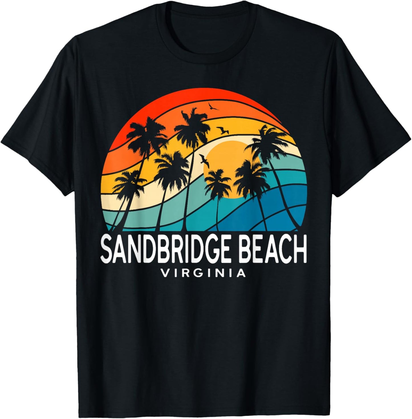 Sandbridge Beach Virginia Palm Tree Tropical Beach Souvenir T-Shirt - T-Shirt | Black