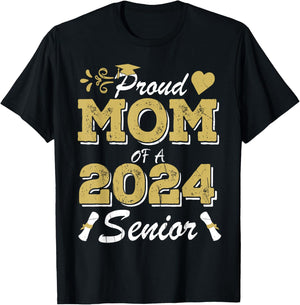 Proud Mom of a senior 2024 Class of 2024 Mom of a senior T-Shirt - T-Shirt | Black