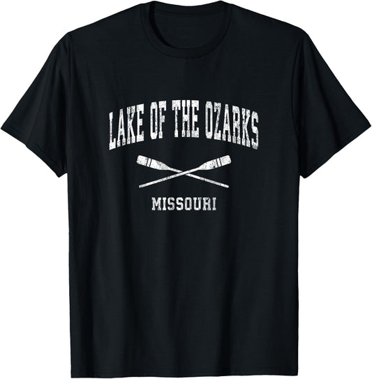 Lake of the Ozarks Missouri Vintage Nautical Paddles Sports T-Shirt - T-Shirt | Black