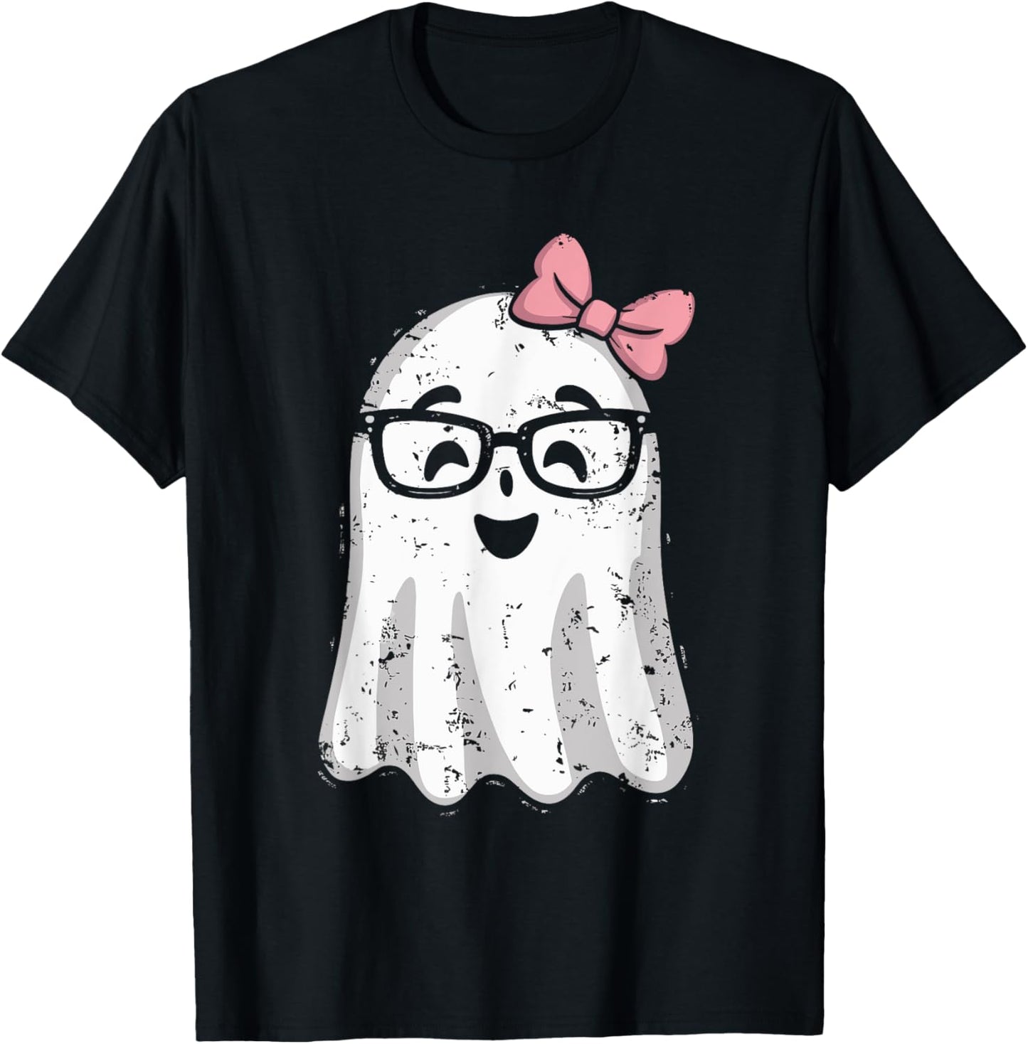 Ghost Eyeglass Girl Halloween Girly Ghost T-Shirt - T-Shirt | Black