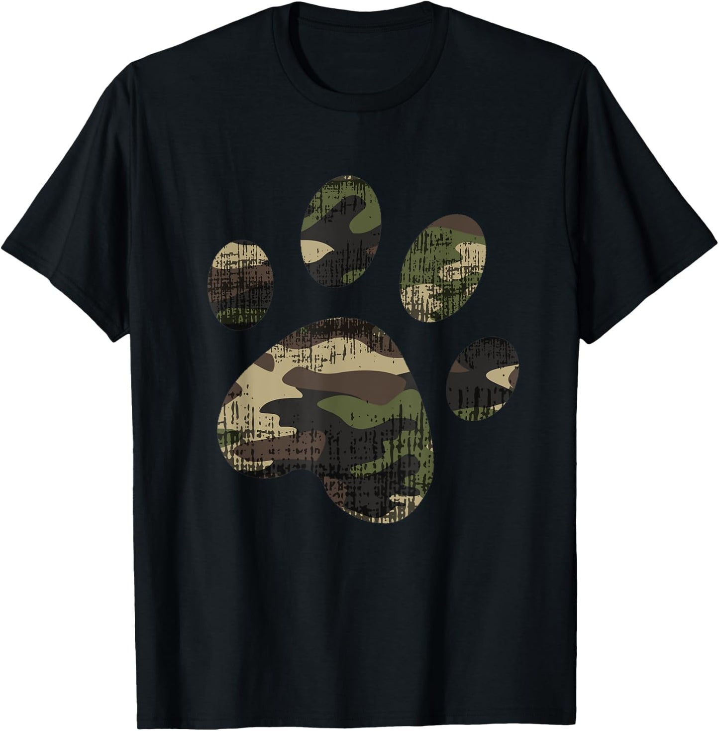 Camo Dog Paw Print funny Gift Pet Parents Men Women Kids T-Shirt - T-Shirt | Black
