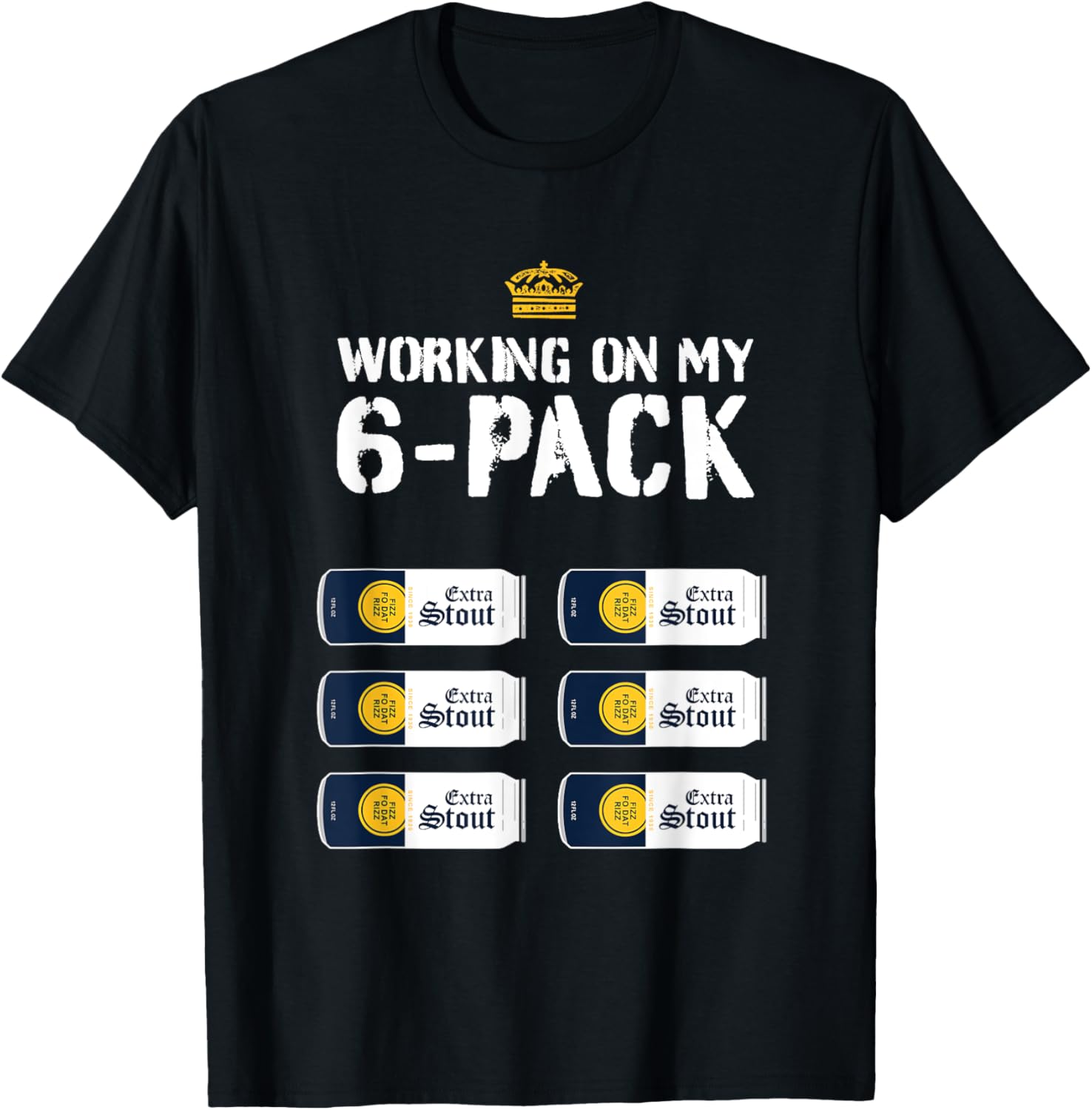 Funny Shirts - Working On My 6 Pack Beer Abs Fitness Satire T-Shirt - T-Shirt | Black