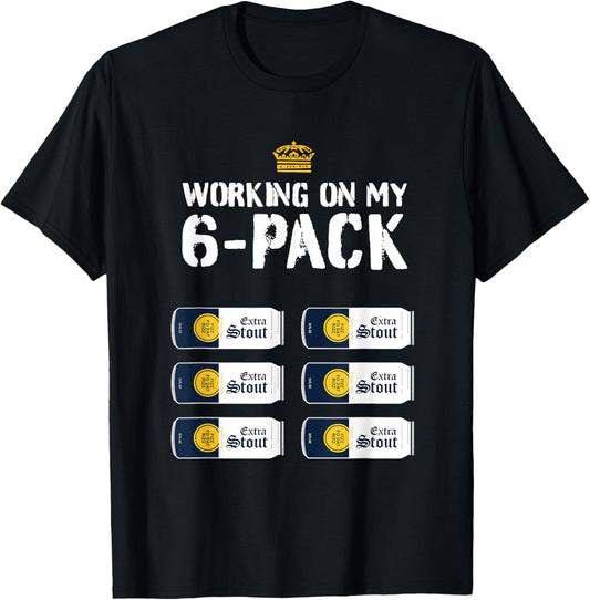 Funny Shirts - Working On My 6 Pack Beer Abs Fitness Satire T-Shirt - T-Shirt | Black