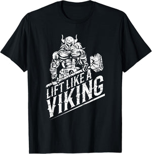 Lift like a Viking Workout Gym Distressed Design T-Shirt - T-Shirt | Black