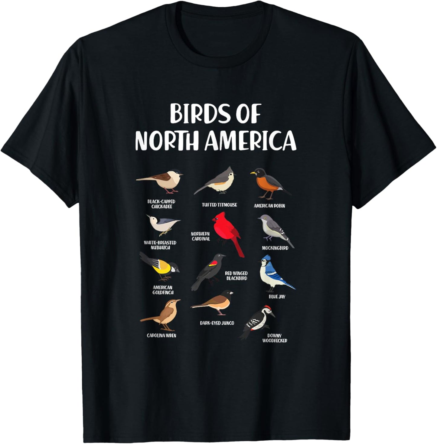 Birds Species North America USA Ornithologist Gift Bird T-Shirt - T-Shirt | Black