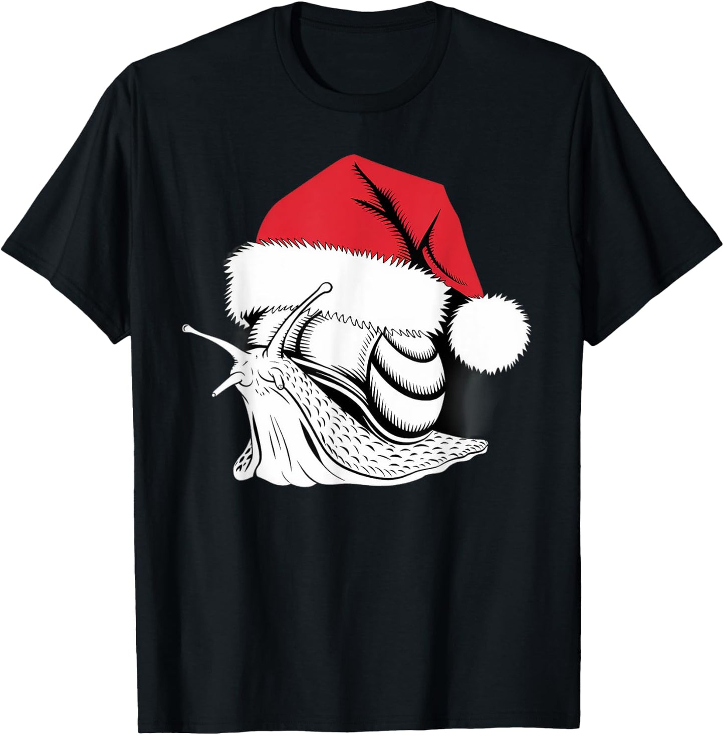 Joyful Snail Santa on Snail Christmas T-Shirt - T-Shirt | Black