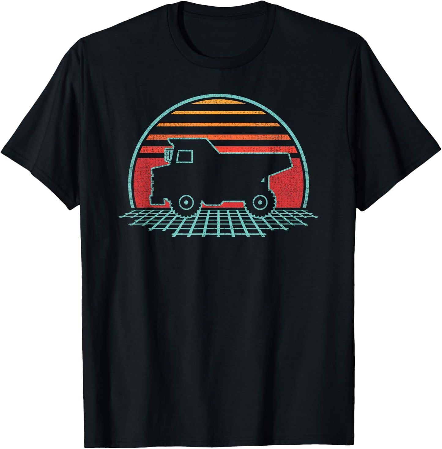 Dump Construction Truck Retro Vintage 80s Style Worker Gift T-Shirt - T-Shirt | Black