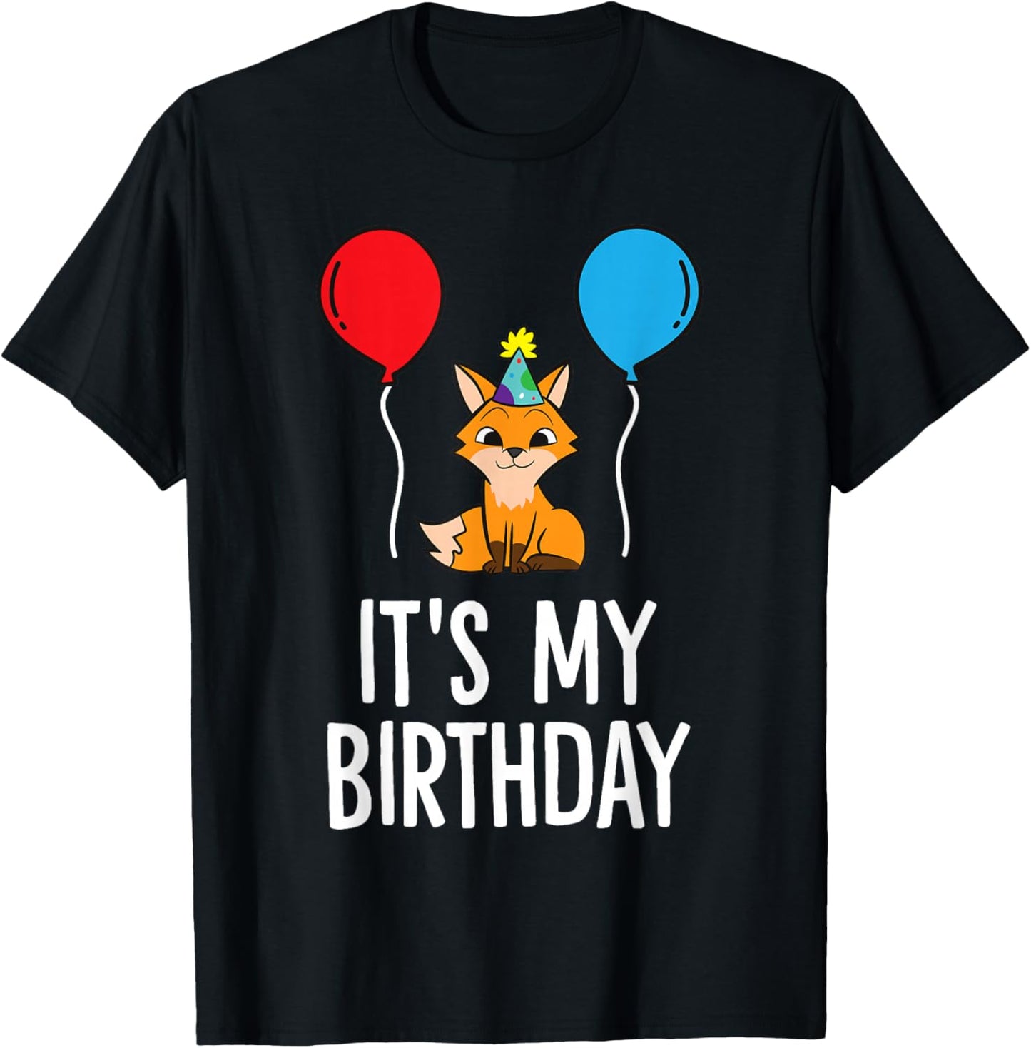 It's My Birthday Fox Birthday Party Fox T-Shirt - T-Shirt | Black