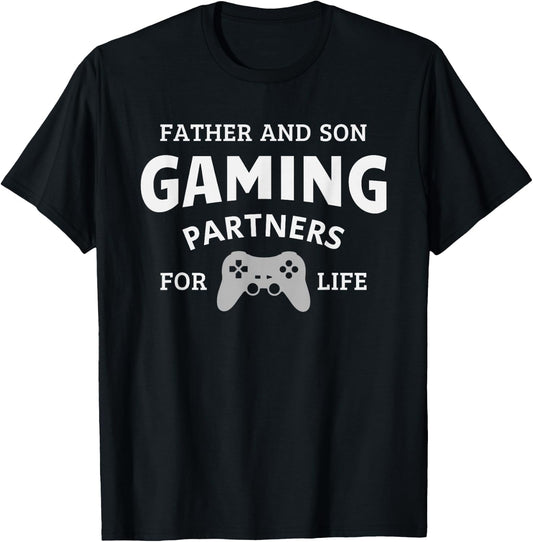 Father and Son Gaming Partners for Life Family Matching Gift T-Shirt - T-Shirt | Black