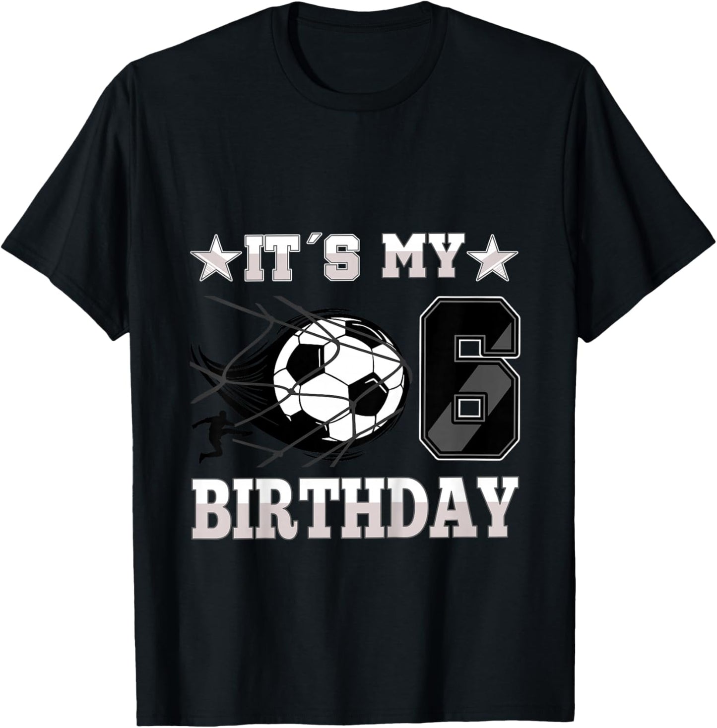 Soccer Birthday Party - 6th Birthday Boy 6 Years Old T-Shirt - T-Shirt | Black