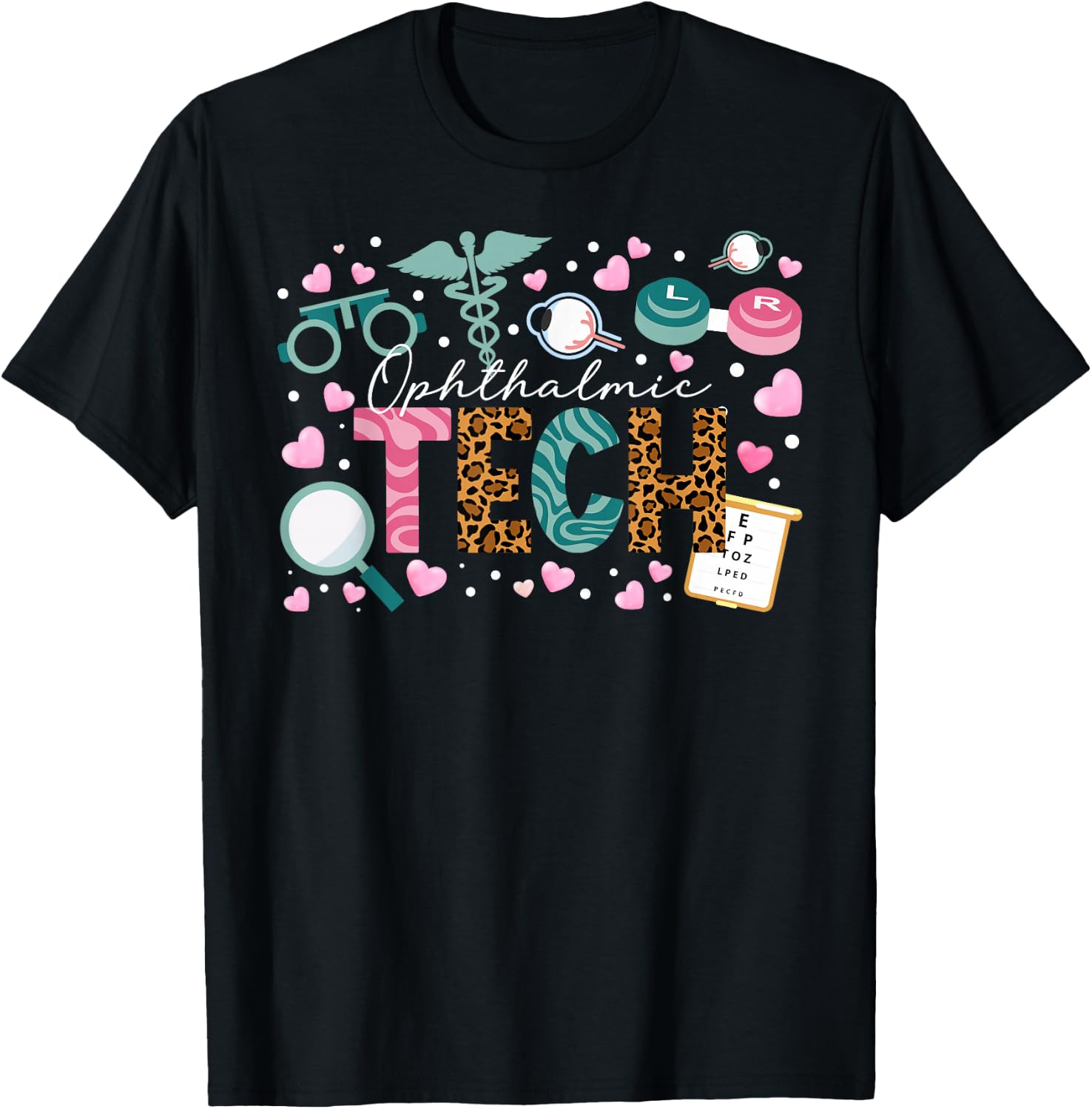 Ophthalmic Tech Leopard Ophthalmology Technician T-Shirt - T-Shirt | Black