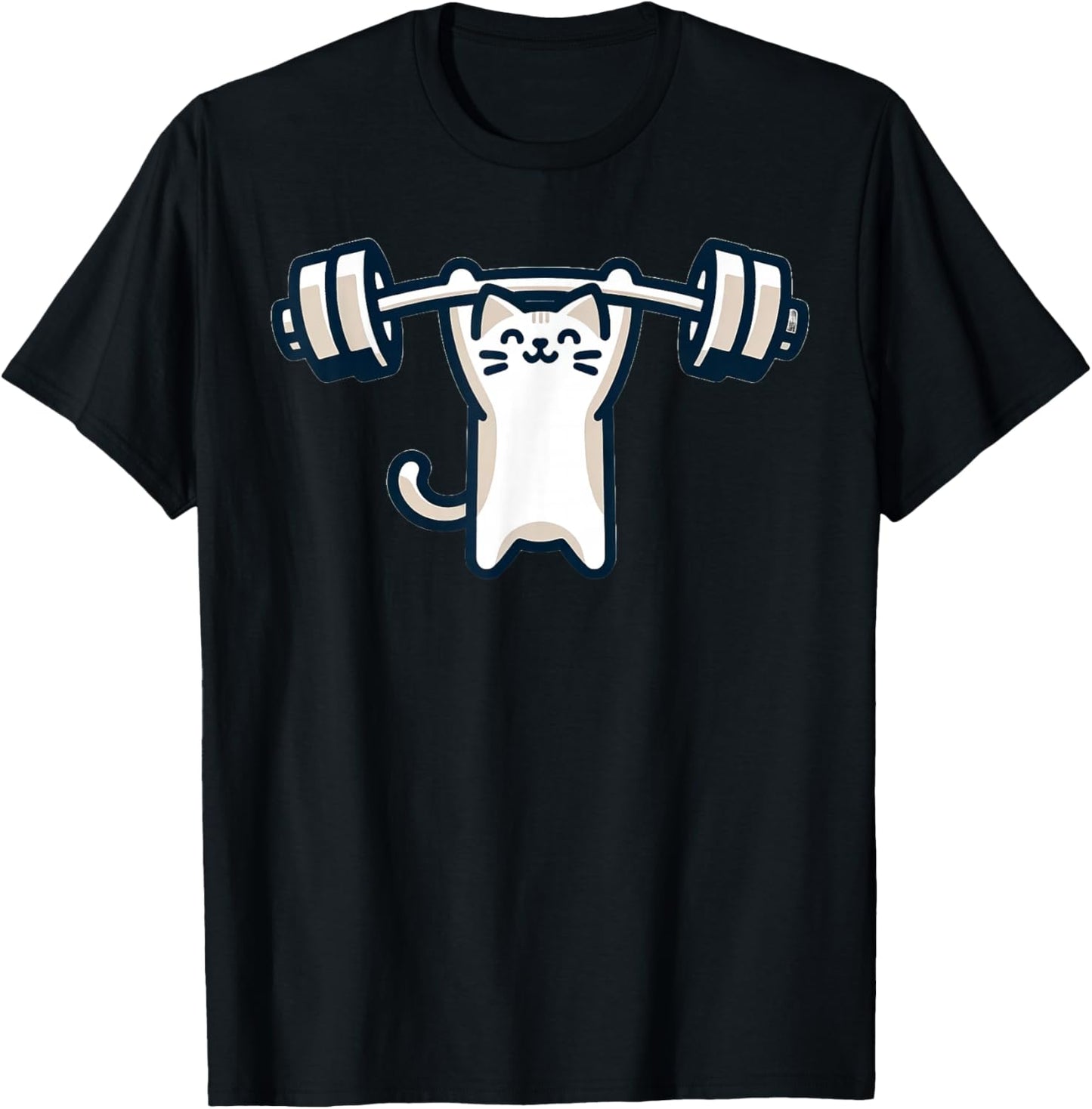 Cat Powerlifting Weightlifting Gym Workout T-Shirt - T-Shirt | Black