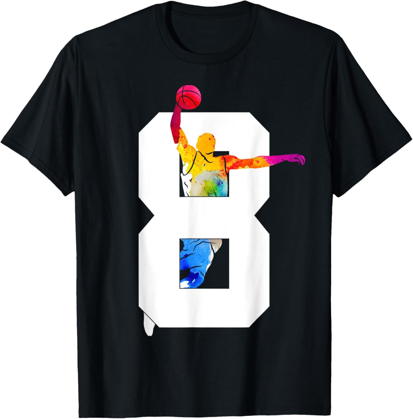 8 Years Basketball 8th Birthday T-Shirt - T-Shirt | Black