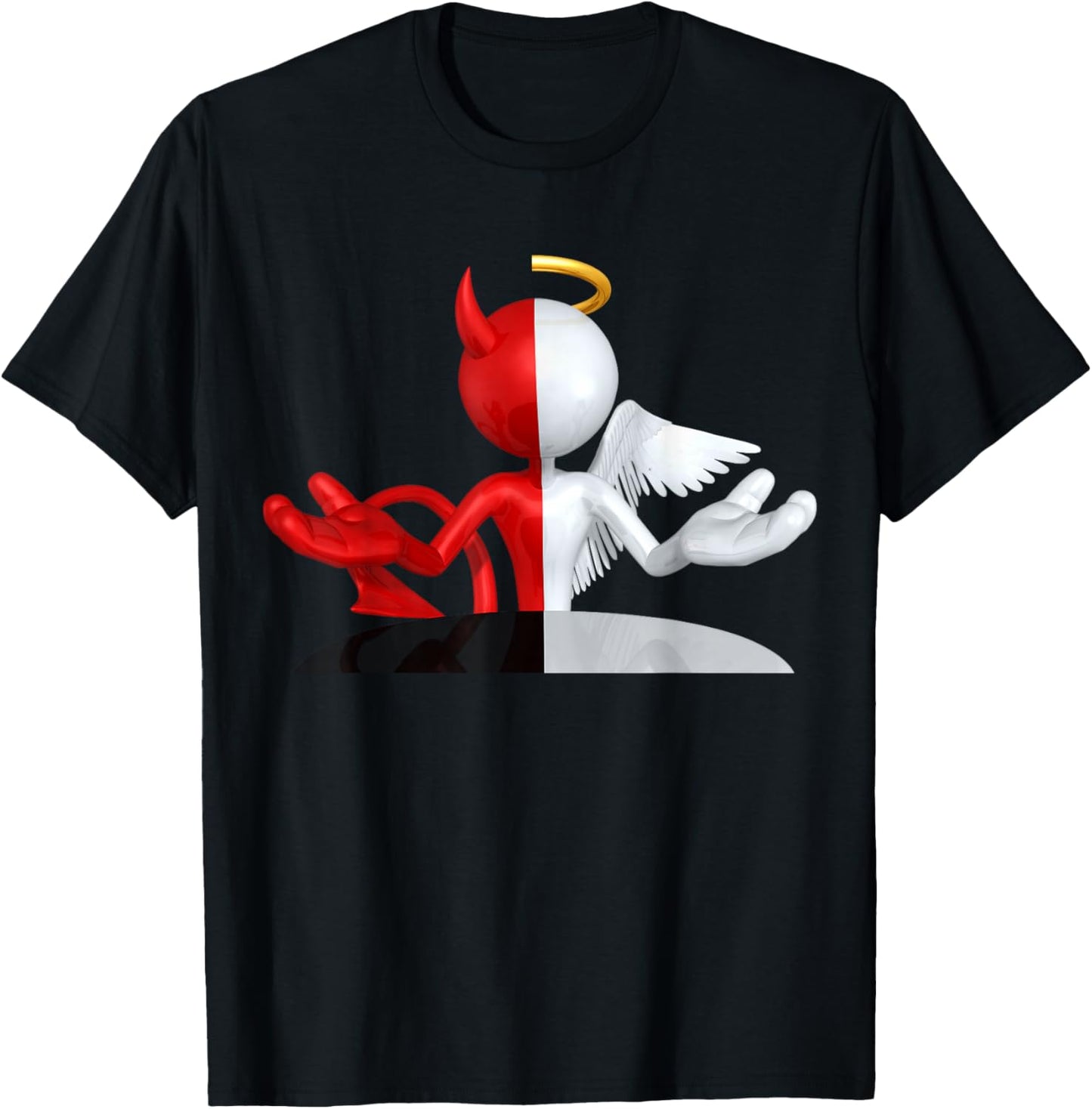 Angel and Devil Good and Evil Gift Angel Halo T-Shirt - T-Shirt | Black
