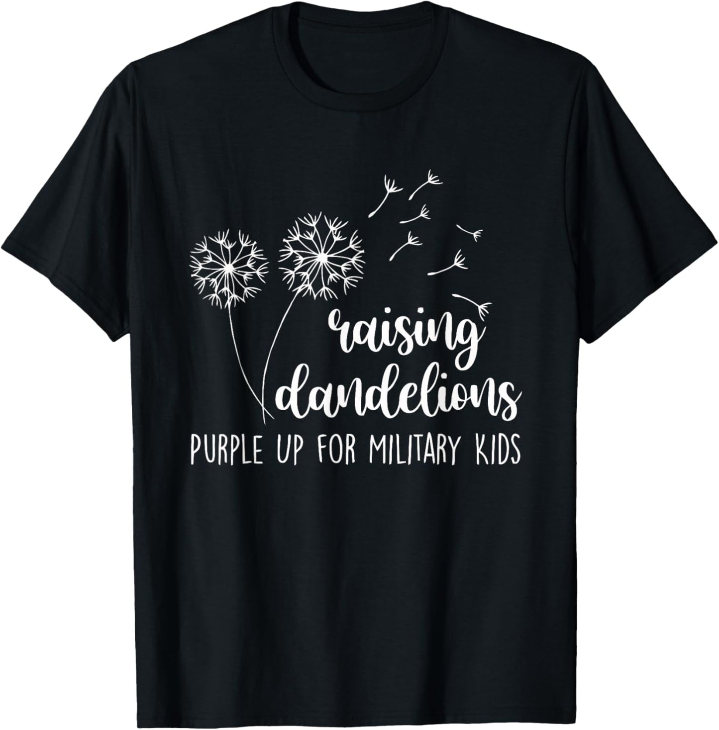 Purple Up For Military Kids Military Child Month Dandelion T-Shirt - T-Shirt | Black