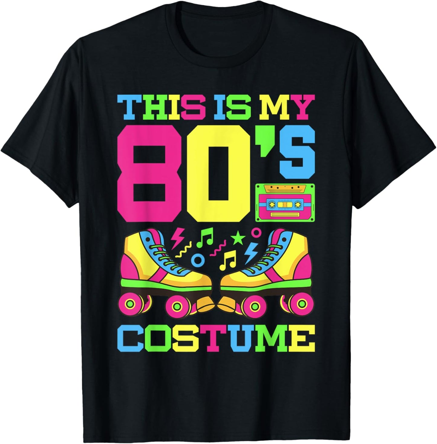 80s Costume 1980s Theme Party Eighties Styles Fashion Outfit T-Shirt - T-Shirt | Black