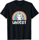 Unicat Kawaii Cat Unicorn, Rainbow Unicorn Cat T-Shirt - T-Shirt | Black