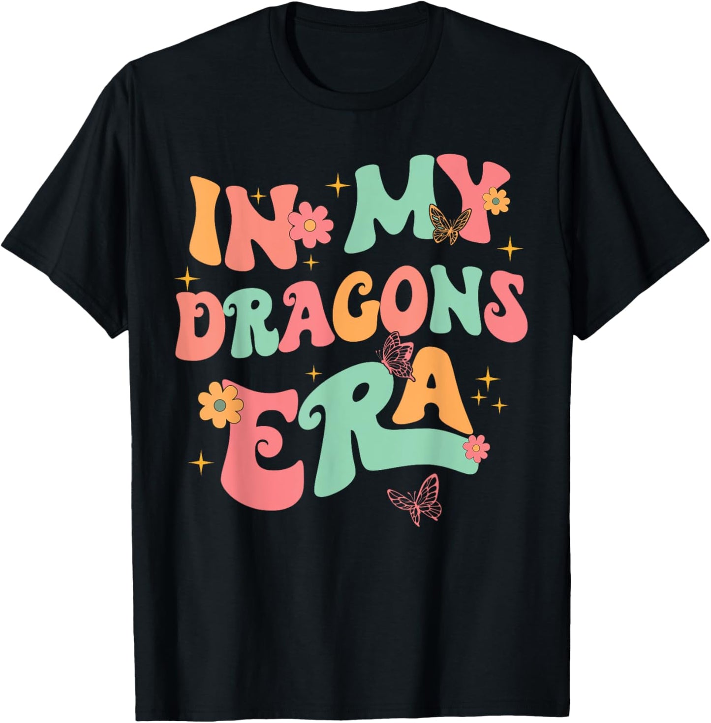 In My Dragons Era Back to School Spirit Game Retro Groovy T-Shirt - T-Shirt | Black