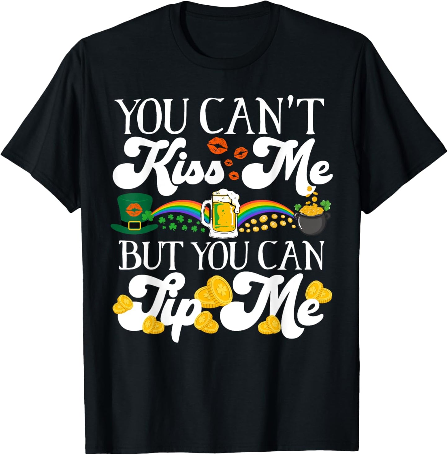 Funny Irish St Patrick's Day Waitress Bartender Shamrock T-Shirt - T-Shirt | Black