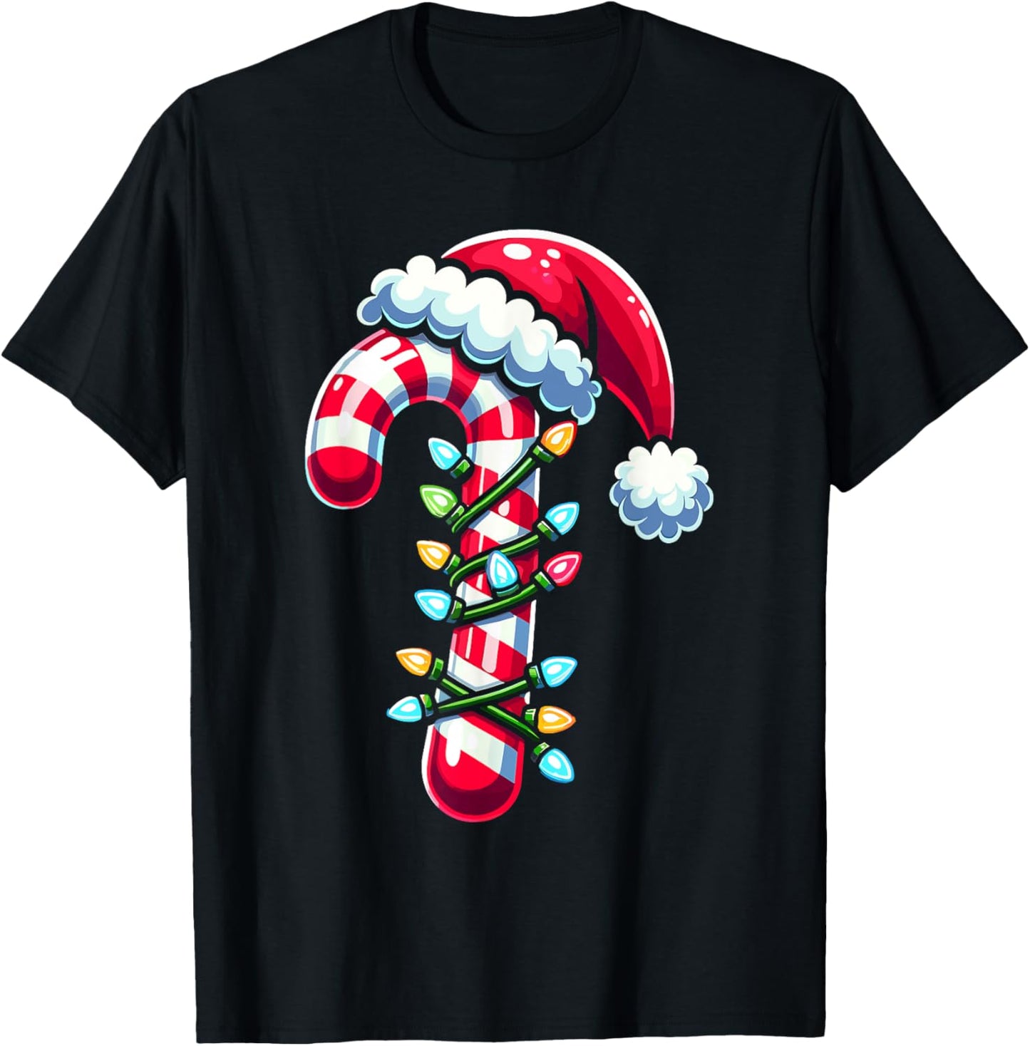Candy Cane Boys Kids Christmas Santa Women Men T-Shirt - T-Shirt | Black