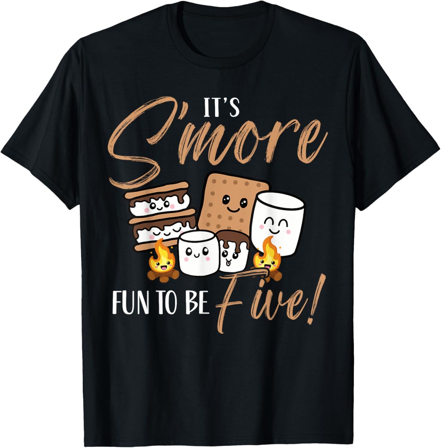 Birthday Campfire Marshmallow It's S'more Fun To Be Five 5th T-Shirt - T-Shirt | Black