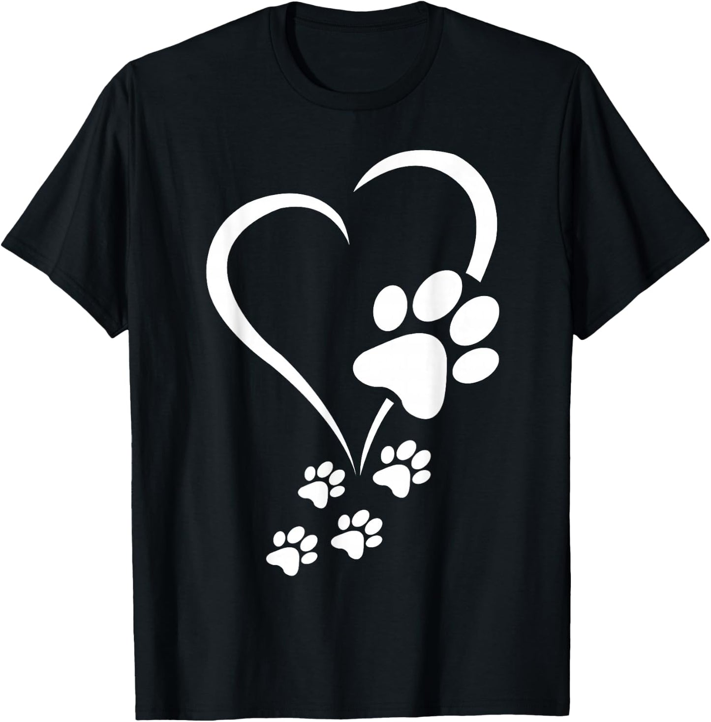 Baby Dogs Heart - Dog Paws Heart Print T-Shirt - T-Shirt | Black