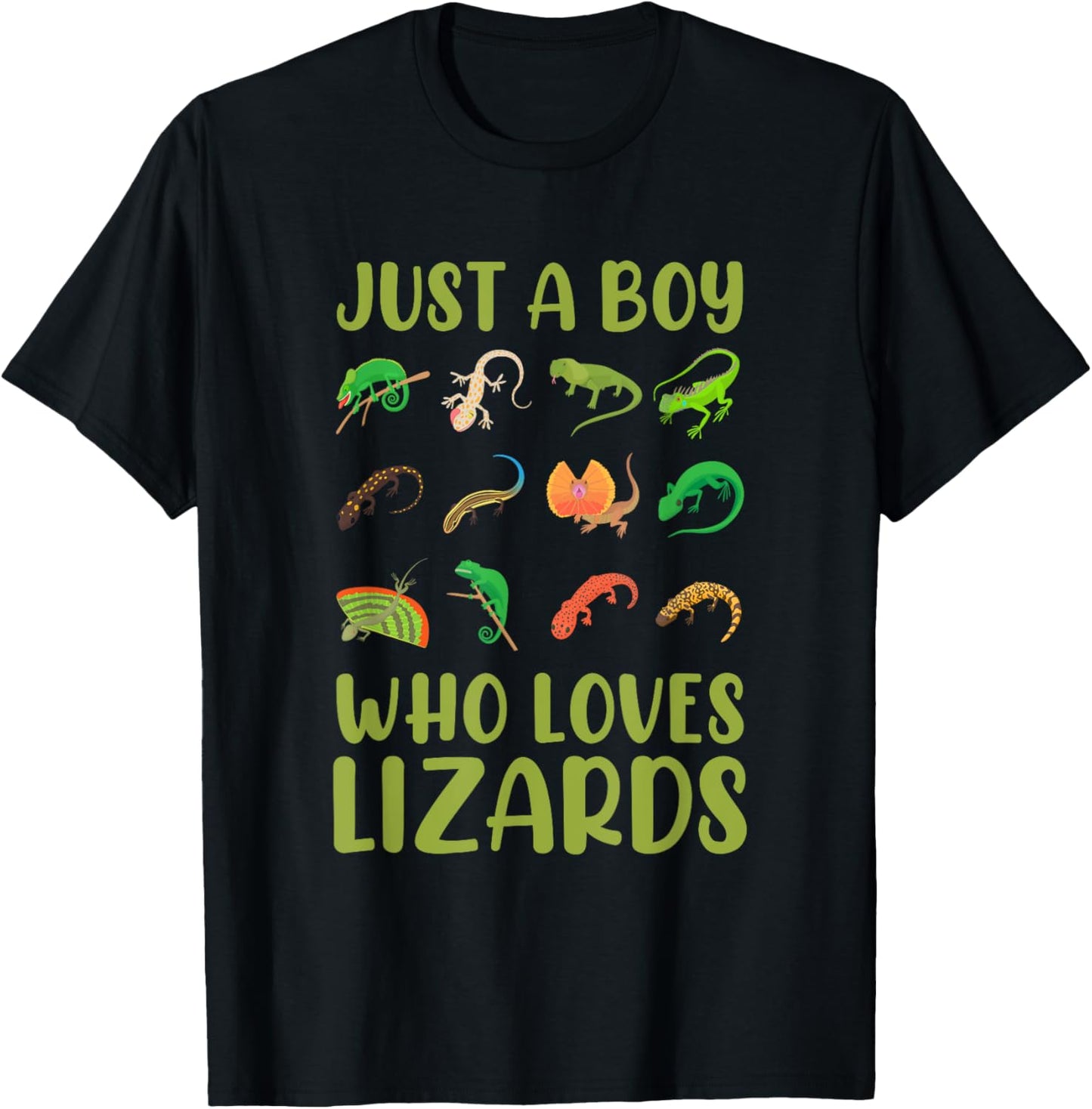 Kids Reptile Bearded Dragon Just A Boy Who Loves Lizards T-Shirt - T-Shirt | Black
