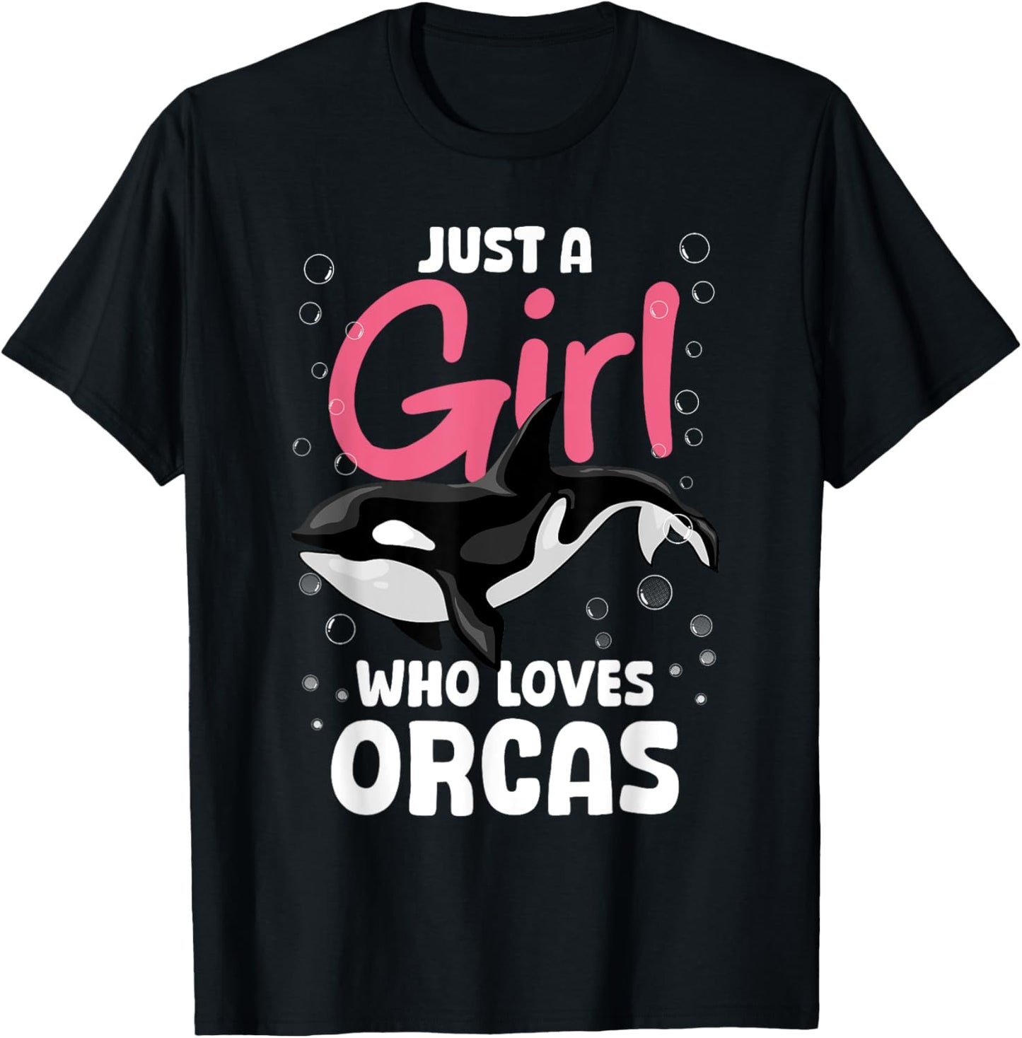 Cool Orca Whale Design For Girls Women Kids Ocean Orca Lover T-Shirt - T-Shirt | Black