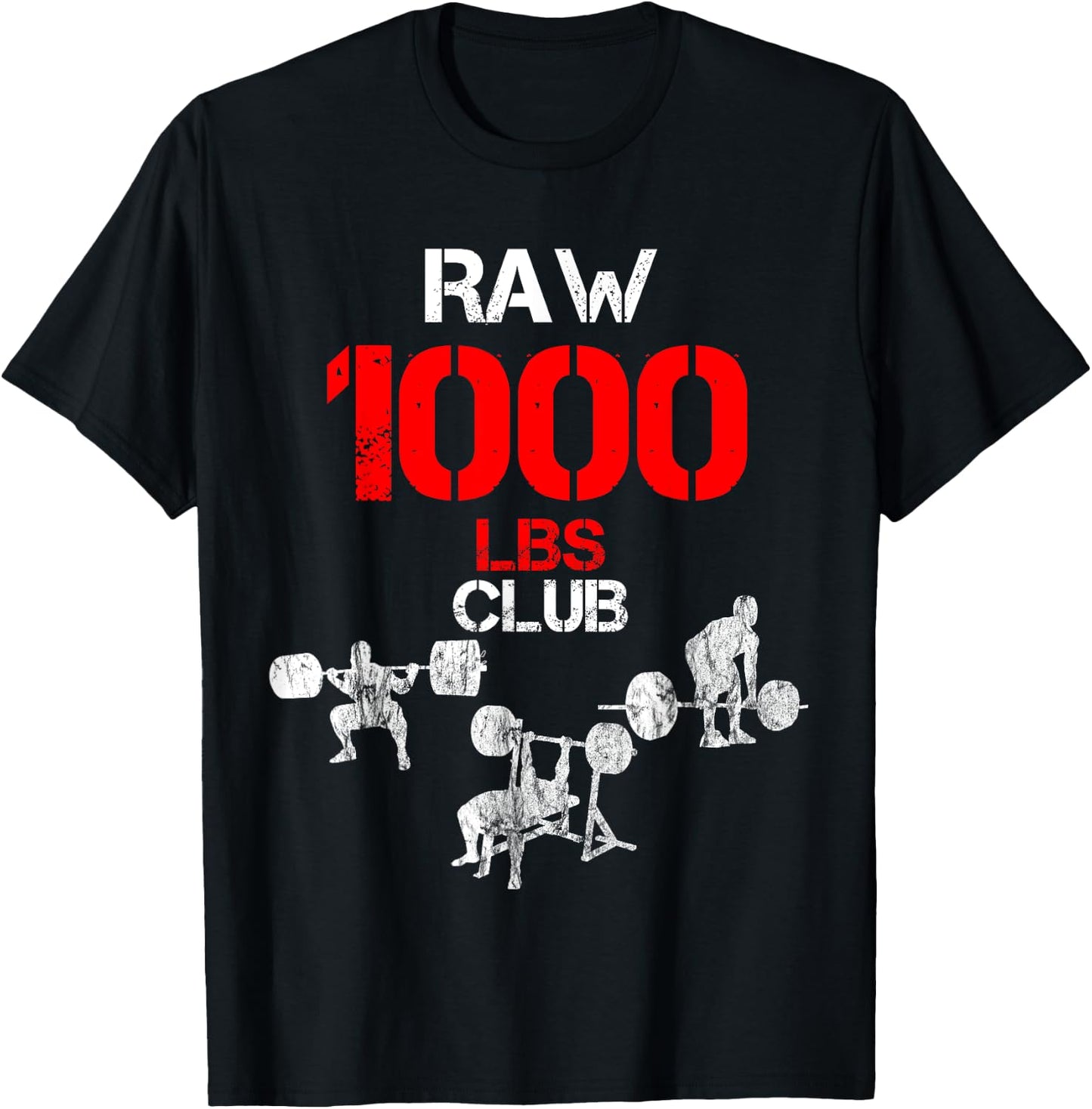 Gym Training FH 1000 Pound Club Member - Men's Adult Black Cotton Polyester Modern Lightweight Classic Fit Short Sleeve T-Shirt - T-Shirt | Black