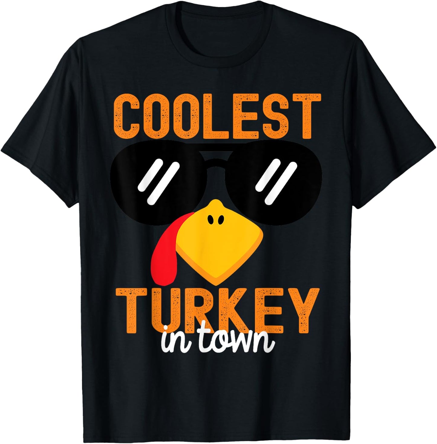 Funny Coolest Turkey in Town Thanksgiving Toddler Boys Girls T-Shirt - T-Shirt | Black