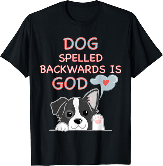 Cute Dog Spelled Backwards Is God Religios Kid T-Shirt - T-Shirt | Black