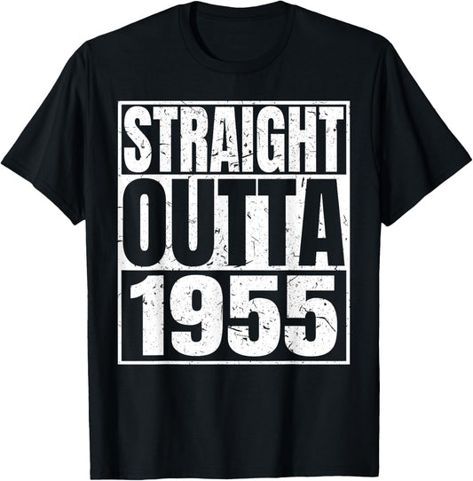 Straight Outta 1955 Birth Of Birthday Classic 1955 Vintage T-Shirt - T-Shirt | Black